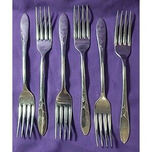 Lot Of 6 Oneida Silver Debonair (Stainless) Flatware Dinner forks 7 1/2" Long